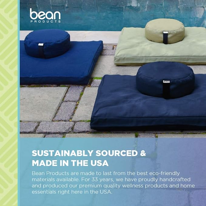 Bean Products Zafu Meditation Pillows for Sitting on Floor, Yoga Cushion, Cotton/Buckwheat Fill Yoga Pillow, Zafu Meditation Cushion, Zen Kneeling Prayer Pad- Made in USA - 14"x18" Oval - RED