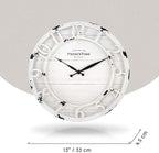Presentime & Co 13" Farmhouse Series Wall Clock, Quartz Movement, Shiplap Style, Raised 3D Arabic Numeral, Antique Distressed White