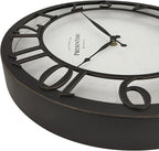 Presentime & Co 13" Farmhouse Series Wall Clock, Vintage Style, Retro Clock, Silent No Ticking, Raised 3D Arabic Numeral, Oil Rubbed Bronze Finish.