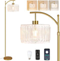 Glass Floor Lamp for Living Room,Bedroom,Gold Dimmable Standing Lamp with Remote,Brass White Tall Lamp Boho Mid Century Modern Floor Lamps Arc Floor Light Lamp Girls Kids Bohemian