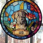 LOVELYPOD Personalized Dog Portrait Stained Glass Suncatcher, Custom Pet Memorial Stained Glass Photo Suncatcher, Dog Loss Keepsake, Pet Loss Gift, Christmas Ornament for Family