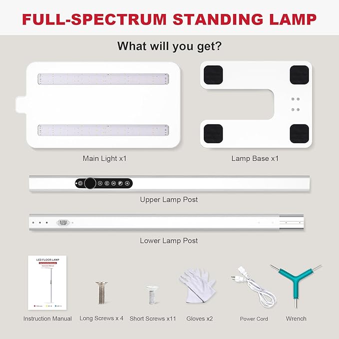 JINIU 150W 11000LM Full-Spectrum 79" LED Floor Lamp, Bridgelux Thrive™ Eye-Care Standing Lamp, Dimmable 4000K Natural Daylight, Motion Sensor for Home Office, Playroom, Special Nightlight for Bedroom