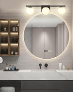 New Bathroom Vanity Light Fixtures Brushed Bronze Milk White Globe Glass Shade Modern Wall Bar Sconce Over Mirror (Black, 3 light-24inch-G9)