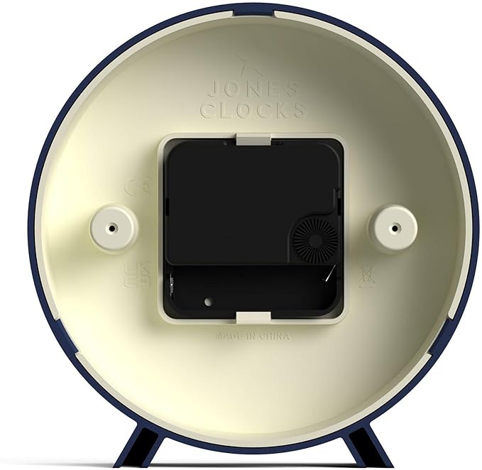 JONES CLOCKS® Venus Desk Clock | Modern Round Design | Blue | Stylish Retro Look for Shelf, Table, Mantel or Bedside
