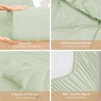 Sasttie Twin Comforter Set, 5-Piece Bed in a Bag, Pintuck Bedding Sets for All Season, Includes Comforter, Flat Sheet, Fitted Sheet, Pillowcase and Pillowsham, Mint