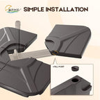 wikiwiki 230 Lbs Cantilever Offset Patio Umbrella Base, 4 PCS Weighted Umbrella Base for Outdoor Patio with Fill Spouts for Water or Sand, Square Compact Stand Plate Set, Dark Brown