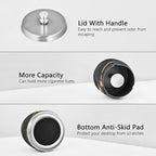 Cool Black Gold Marble Textures Ashtray with Lid, Outdoor Ashtrays for Patio, Stainless Steel Ashtray Odorless Smokeless for Home Office Balcony