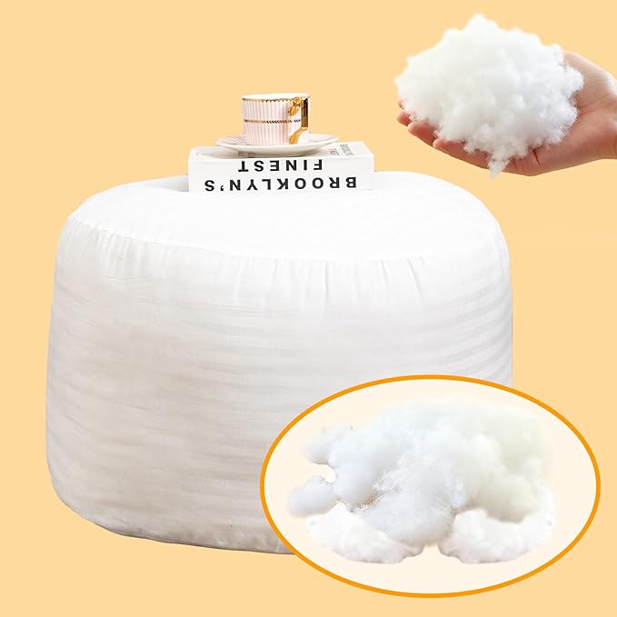 Premium PP Cotton Ottoman Pouf Insert Pouf Stuffing Round Bean Bag Filler & Footstool Stuffing 20x20×14 Inch Round