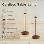Cordless Table Lamp Set of 2, Rechargeable Portable LED Bedside Touch Lamp 6000mAh Battery Operated, 3 Color Stepless Dimming up, Wireless Battery Lamp for Dining/Outdoor/Bar/Patio/Party (Brown)
