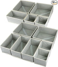 12 Pack Drawer Organizer Clothes, Foldable Fabric Dresser Organizer Closet Organizers and Storage Box for Underwear,Folded Clothes,Baby Clothing,Socks,Bra,Towels,Ties(12 Pack,Gray)
