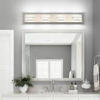 SOLFART Bathroom Light Fixtures Brushed Nickel Vanity Lights for Bathroom Above Mirror, 4 Light Led Lighting Fixture, Nickel Vanity Light,5 Color Temperature Adjustable Light Over Mirror