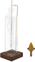 1 Pack HZCPENG Incense Holder, 2 in 1 Incense Burner for Sticks or Backflow Incense, Anti-ash Round Incence-Stick Holder with Wooden Base for Meditation, Yoga, Relaxation, and Home Décor
