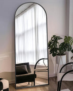 Arched Full Length Mirror, Floor Mirror with Stand, 64"x21" Large Mirror, Wall Mirror Full Length, Black Floor Length Mirror, Body Floor Mirror, Wall Mounted Mirror for Bedroom, Black