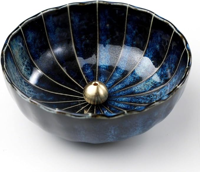 Gift Set: Sandalwood Incense Sticks & Navy Blue Lotus Holder by Asayu Japan