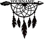 Personalized Dream Catcher Metal Wall Art - Custom Name Iron Sign for Home Decor, 8-30 Inch Black (Style F)