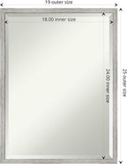 Amanti Art White Wall Mirror 25x19 Shiplap White Narrow Rectangle Bathroom Mirror for Wall Decor Living Room, Medium Cottage Wood Frame, Hangs Horizonally and Vertically, Bathroom Decor, Beveled Edge