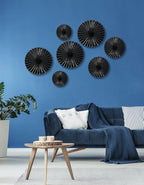 ITrixgan 7 Pieces Black Wall Art Metal Modern Round Large Sunburst Hanging Wall Decor Above Bed TV for Home Office Bedroom Living Room