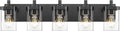 Bathroom Light Fixtures, 5-Light 30" Vanity Light with Square Clear Glass Shade, Modern Matte Black Wall Sconces, Vanity Lighting Fixtures Over Mirror, VL194-MB-5