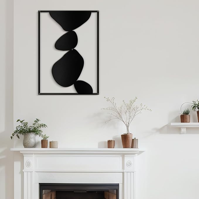 SIGNLEADER Metal Wall Art Decor Abstract Shapes Illustrations Minimalist Modern Abstract Wall Sculpture Hangings Home Decoration for Living Room, Bedroom, Bathroom, Kitchen, Outdoor - 36" Black
