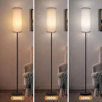 Floor Lamp for Living Room, Modern Standing Lamps with Lampshade, Minimalist Tall Lamp with Chain Switch for Living Room, LED Bulb Included (Beige+Brown)
