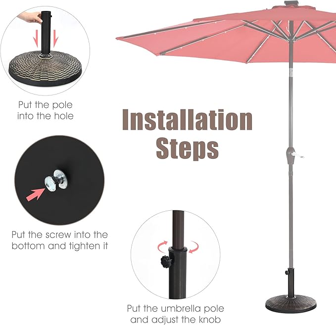 Giantex 22 lbs Patio Umbrella Base, 18 Inch Round Outdoor Umbrella Stand for 1.5'' or 1.9'' Diameter Pole, Heavy Duty Market Umbrella Holder for Garden Beach Yard Poolside Lawn, Bronze