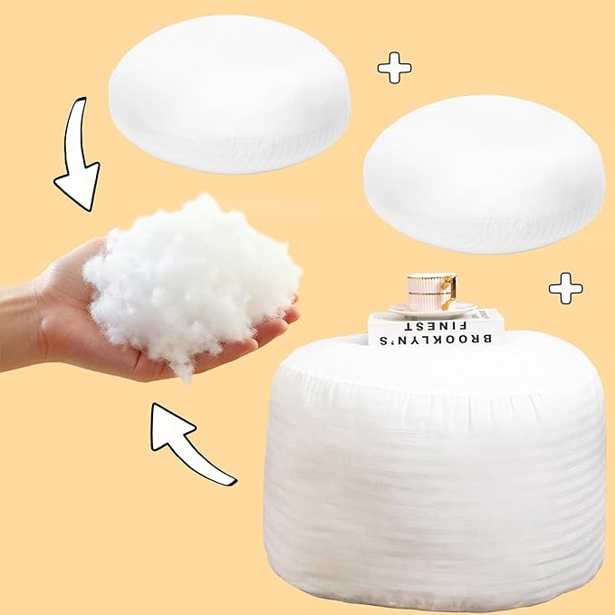 Premium PP Cotton Ottoman Pouf Insert Pouf Stuffing Round Bean Bag Filler & Footstool Stuffing 20x20×14 Inch Round