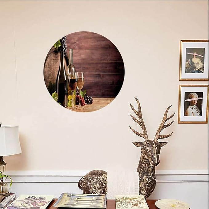 Decorative Plates, Wine Print Ornament, Rustic Viticulture Concept, 10 Inch, Kitchen Wall Decor, Brown Green Light Brown