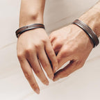 AW BRIDAL Anniversary Engagement Gifts Valentines Day Gifts, Unique Wedding Gift for Couple Matching Couple Bracelets Stainless Steel & Leather Cuff Bracelets for Women/Men, Brown