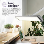 Neatfi LED Desk Lamp, 3,500 Lumens, 3 Light Modes, Dimmable, 45W, 26” Wide Shade, 540 SMD LEDs, Eye-Caring Task Lamp for Reading, Crafting, Workbench, Office (CCT with Clamp, Silver)
