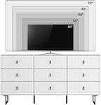 Modern Chest of Drawers with 9 Drawers,Deep Drawers,Clothes Organizer,Large Storage Cabinet for Living Room, Bedroom,Hallway,with Anti-Tipping Device, White
