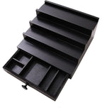 Black Cologne Organizer for Men - 4 Tier Wooden Perfume Display Stand with Drawer and Hidden Compartment for Organizing and Storing, Cologne Holder Shelf for Dresser