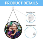 LOVELYPOD Personalized Grandma Stained Glass Sun Catcher, Photo Family Portrait Window Hanging Ornament, Custom Photo Gift, Grandma Gifts, for Mom, Christmas Ornament for Family