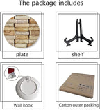 Ceramic Display Plate, Winery Ceramic Hanging Decorative Plate, Different Wine Corks Arranged in Line Collections, 6 Inch, Living Room Kitchen Decoration Household, Ivory Pale Brown