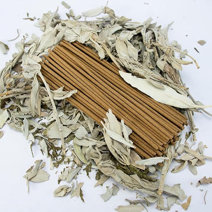 Seedlink White Sage Incense Sticks (50g, Approx. 50 Sticks) for Cleansing Negative Energy | Pure & Natural Aromatherapy Incense for Meditation, Yoga, and Spiritual Purification (60)