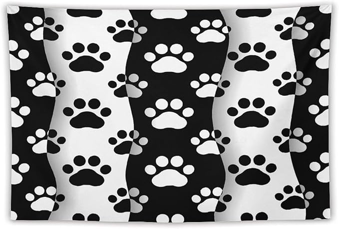 VUMIVI Pet Paws Tapestry Cute Puppy Kitten Black White Animal Paws Modern Funny Art Tapestry Wall Hanging for Living Room Bedroom Dorm Classroom Aesthetic Decor W90xL60in