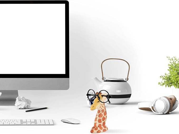 Wooden Giraffe Eyeglasses Holder Rack Tabletop Storage Stand Eyewear Organizer Desktop Display Shelf for Home Office Decor