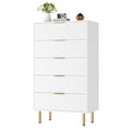 GarveeHome 5 Drawers Dresser for Bedroom, Fluted Dresser Chest of Drawers with Handle, Wood Modern Dressers for Closet, Bedroom Furniture Storage Organizer for Living Room, Hallway