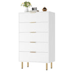 GarveeHome 5 Drawers Dresser for Bedroom, Fluted Dresser Chest of Drawers with Handle, Wood Modern Dressers for Closet, Bedroom Furniture Storage Organizer for Living Room, Hallway