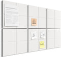 Bumusty Large Felt Bulletin Board, 36" x 24" Cork Board Alternative, 6-Pack Wall Tiles with 4-Compartment Design, 30 Push Pins, 40 Adhesive Tabs, Ideal for Office & Home Decor, Milky White