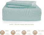 Exclusivo Mezcla California King Quilt Bedding Set, Lightweight Aqua Blue Quilts Cal Oversized King Size for All Seasons, Soft Microfiber Bedspreads Coverlets with Leaf Pattern, 3 Piece