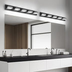 OKELI 5-Light Bathroom Vanity Light Black Modern LED Vanity Light Over Mirror Dimmable Mirror Front Lamp with 350° Adjustable Lamp Head ETL Listed 36W 6000K Cold White