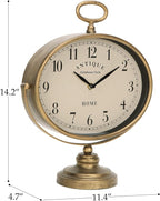 NIKKY HOME Antique Table Clock, Gold Retro Desk Clock with Silent-Non-Ticking Battery Operated Rustic Desk Clock for Living Room, Tabletop, Countertop