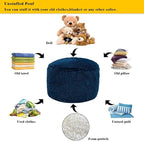 Pouf Ottoman Unstuffed Round Foot Rest Floor Foot Stool Pouf Bean Bag Cover with Storage for Living Room Bedroom Navy Blue No Filler