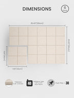 Bumusty Large Felt Bulletin Board, 36" x 24" Cork Board Alternative, 6-Pack Wall Tiles with 4-Compartment Design, 30 Push Pins, 40 Adhesive Tabs, Ideal for Office & Home Decor, Oatmeal