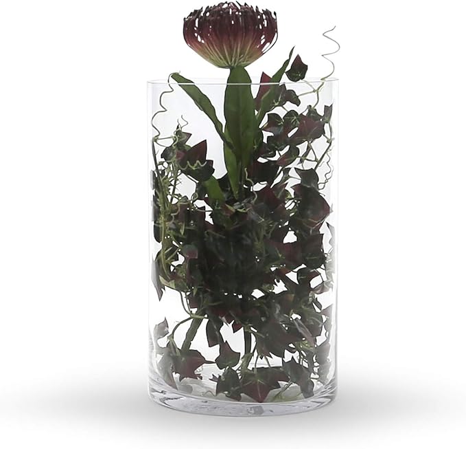 WGV Cylinder Vase Bulk, Width 7", Height 12", Clear Wide Large Diameter Flower Glassware, Floral Container, Planter Terrarium for Wedding Party Event, Home Accent Decor, 4 Pieces