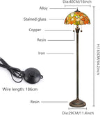 Tiffany Floor Lamp Sunflower Yellow Stained Glass Floor Light Bright Lighting Rustic Standing Lamp Vintage Unique Bronze Reading Corner Lamp for Home Decor Living Room Bedroom 16X16X64 Inches