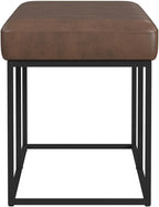 HomePop Theodore Decorative Bench with Metal Base, Brown PU Leather