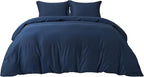 Bedsure 100% Rayon Derived from Bamboo Duvet Cover King Size - Lightweight Silky Cooling Comforter Cover Set for Hot Sleepers, Breathable & Moisture-Wicking Bedding Set, Navy