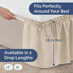 Wrap Around Dust Ruffle Bed Skirt - Wheat - Twin/Twin XL Size Beds w/ 12 Inch Drop - Easy Fit Elastic Strap - Adjustable Pleated Bedskirt w/Brushed Fabric - Wrinkle Free - Women, Men, Kids & Teens