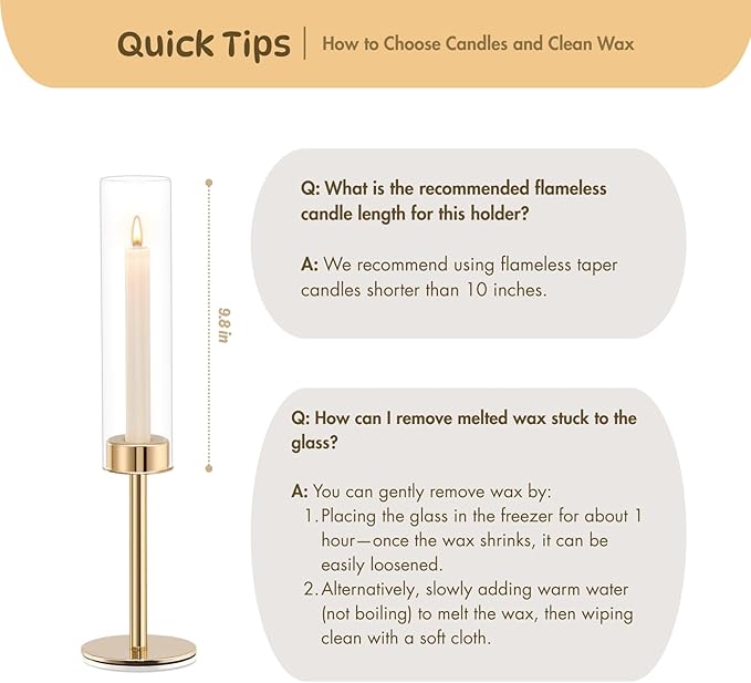 Gold Hurricane Candle Holders Set of 6, Tall Metal Windproof Glass Taper Candle Holder for Candlestick, Candle Sticks Decor, Table Centerpieces for Wedding, Candlelit Dinner Party Fireplace Decoration